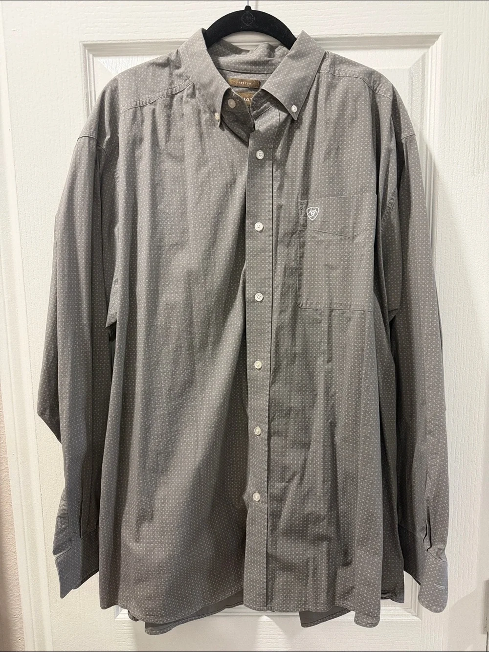 Ariat Men’s Gray Button-Down Shirt with Micro Dot Print XL